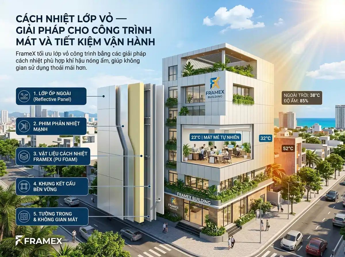 Cách nhiệt lớp vỏ — Giải pháp cho công trình mát và tiết kiệm vận hành
