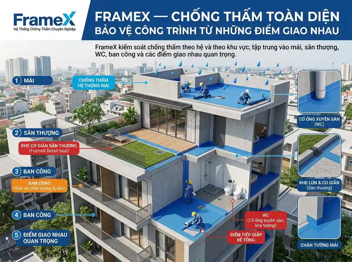 Chống thấm toàn diện — Bảo vệ công trình từ những điểm giao nhau